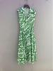 DVF Early Autumn Green & White Palm Leaf Dress with Waist Belt - Flattering Resort Fashion