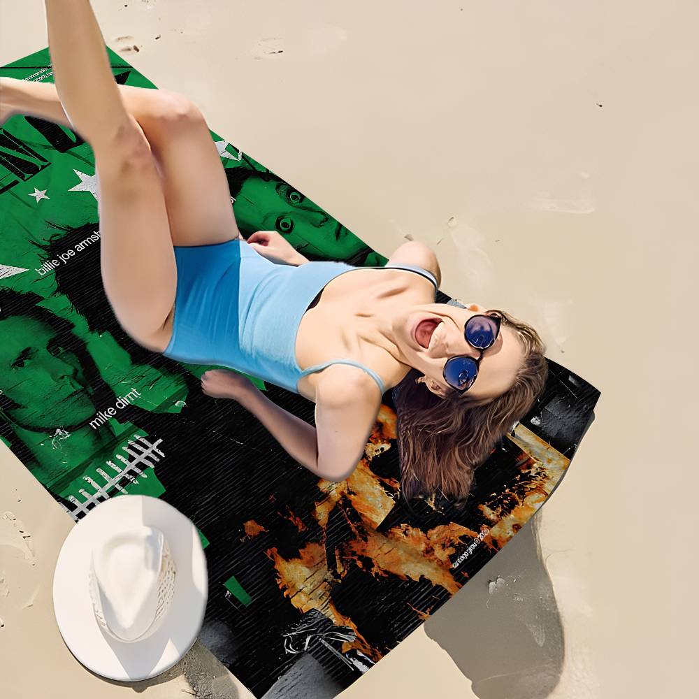 Green Day - Music Rock Band Microfiber Beach Towel Absorbent Quick dry Soft Yoga Swimming Resort Mountain Climbing Towel
