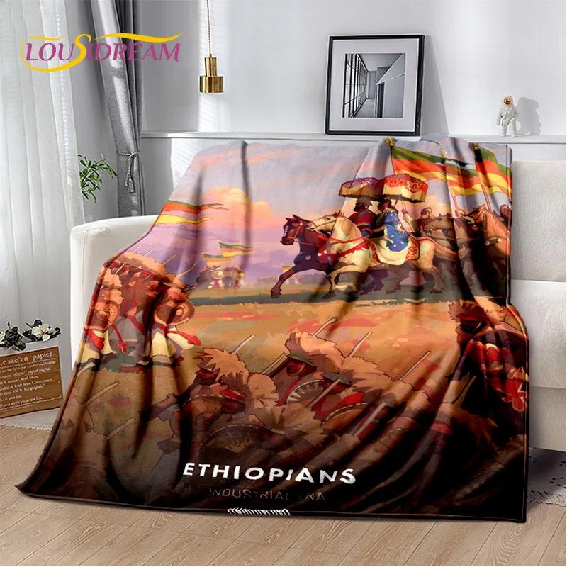 Classics Cartoon Africa Ethiopian Painting Art Blanket,Soft Throw Blanket for Home Bedroom Bed Sofa Picnic Office Travel Cover