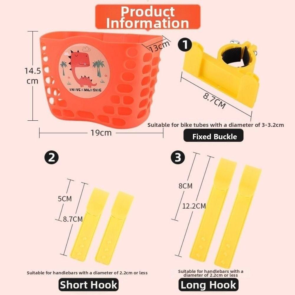 Plastic Children Kids Basket Cartoon Patten Student Front Basket Bike Carrier Bag  Bike Accessories
