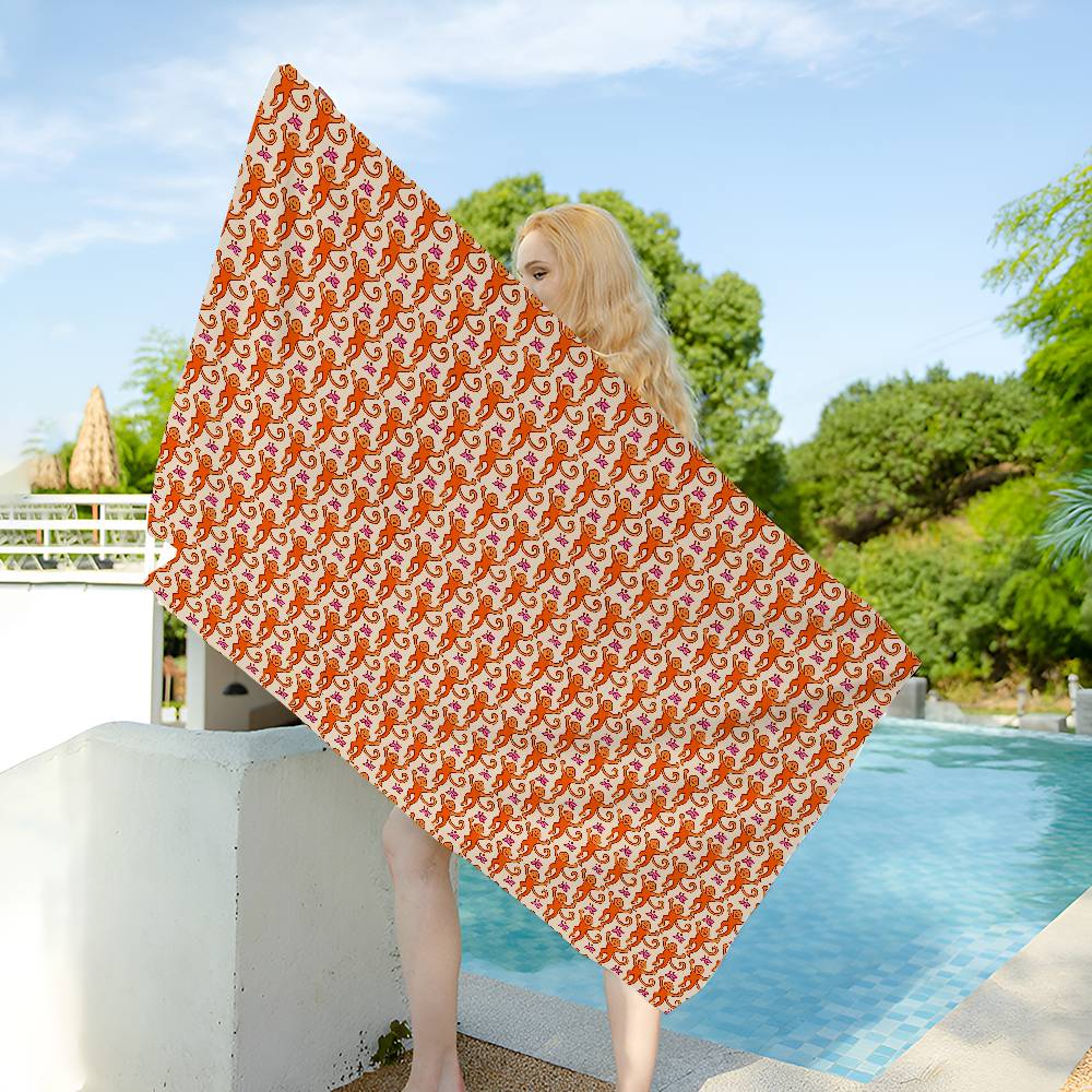 R-Roller R-Rabbit Monkey Microfiber Beach Towel Absorbent Quick Dry Soft Yoga Swimming Resort Mountain Climbing Towel