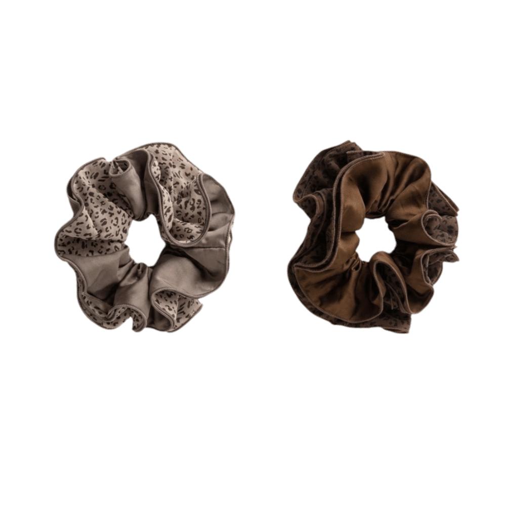 2pcs/set Double-Sided Hair Ties Plaid Hair Ropes Vintage Leopard Print Scrunchies  Commute