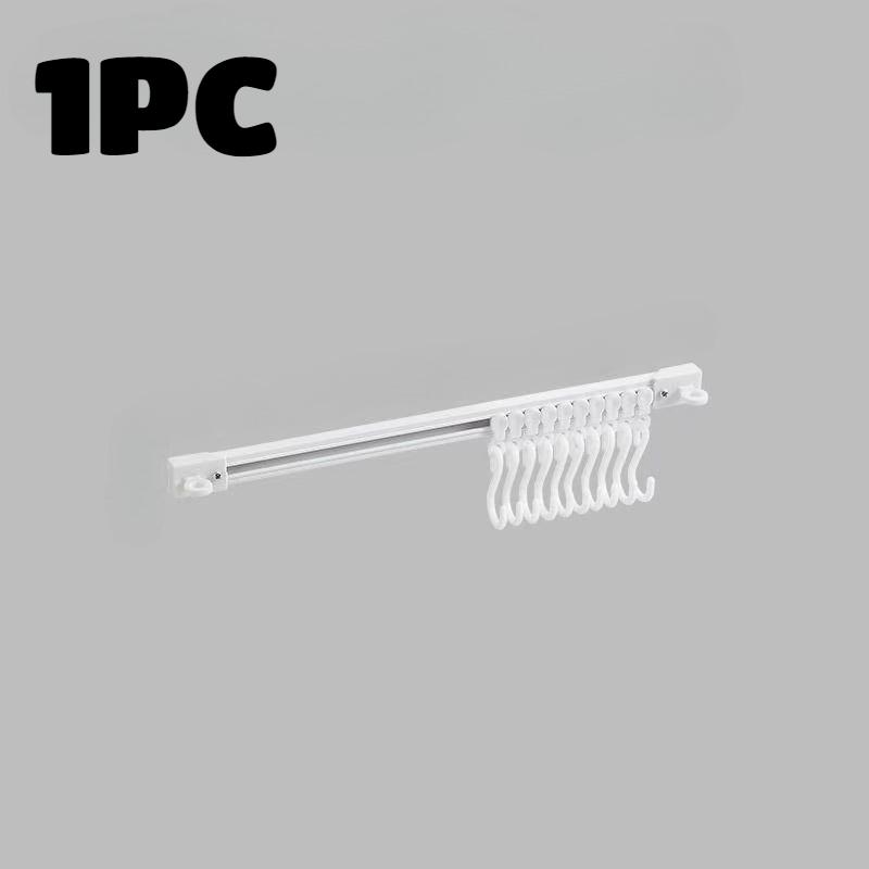 

30cm Length Slide Rail Hook 10 Hooks Strong Self-adhesive Track Row Hooks Cabinet Door Rear Sliding Rail Hook Kitchen Bathroom