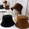 New Autumn and Winter Solid Color Double-sided Can Bring Adult Bucket Hat Women's Versatile Face Small Bucket Hat Big Head Circumference Basin Hat