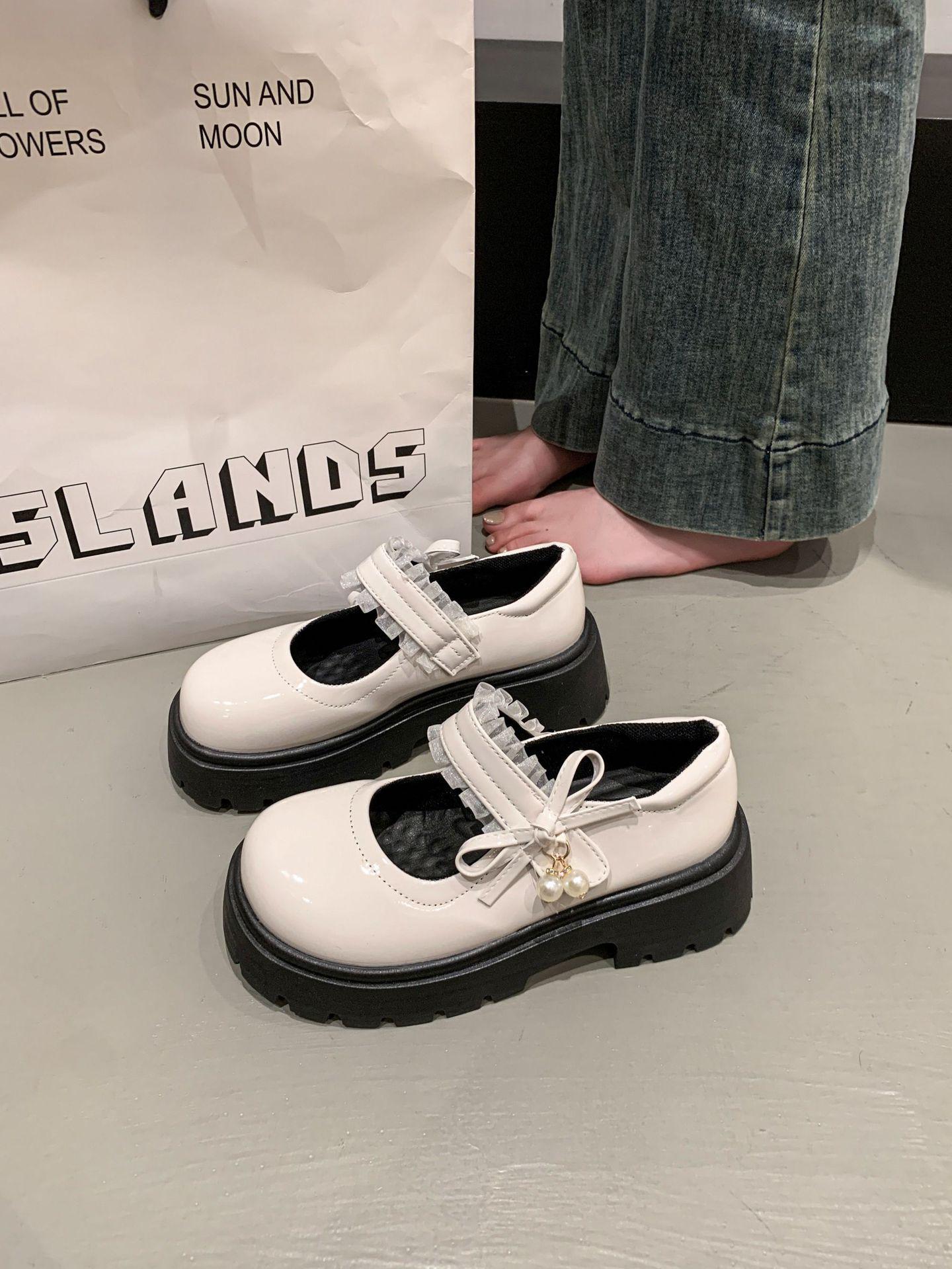 2026 Retro Mary Jane Platform White Leather Skirt Shoes - Women s British Style for Spring/Summer 31