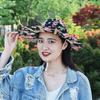 Foldable Fan Sun Hats Wide Brim Bamboo Sunscreen Cap Women Sunhat Folding Fan Hat  Summer