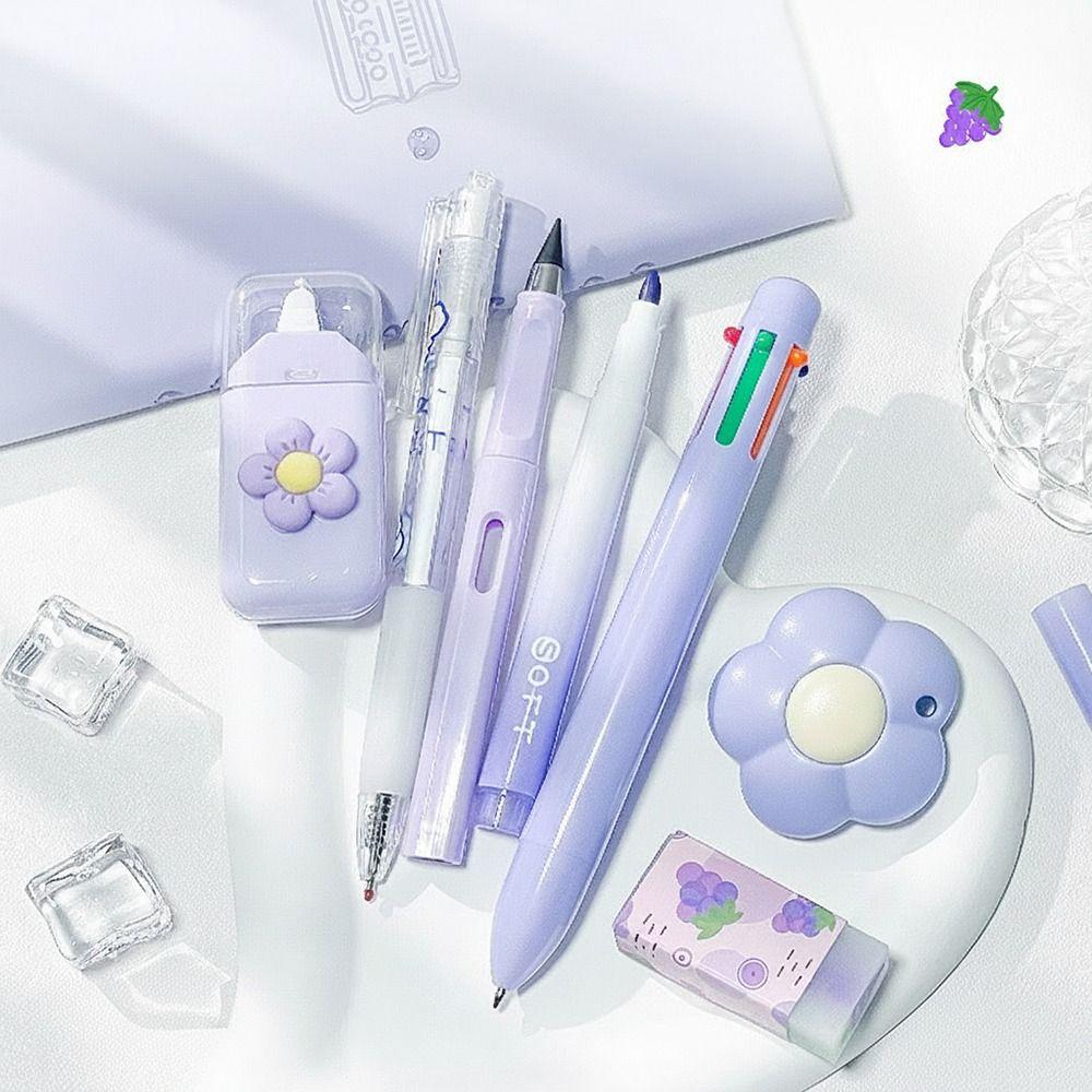 Cute Flower Gel Pen School Supplies Kit Highlighter Portable Pencil Eraser  School Office