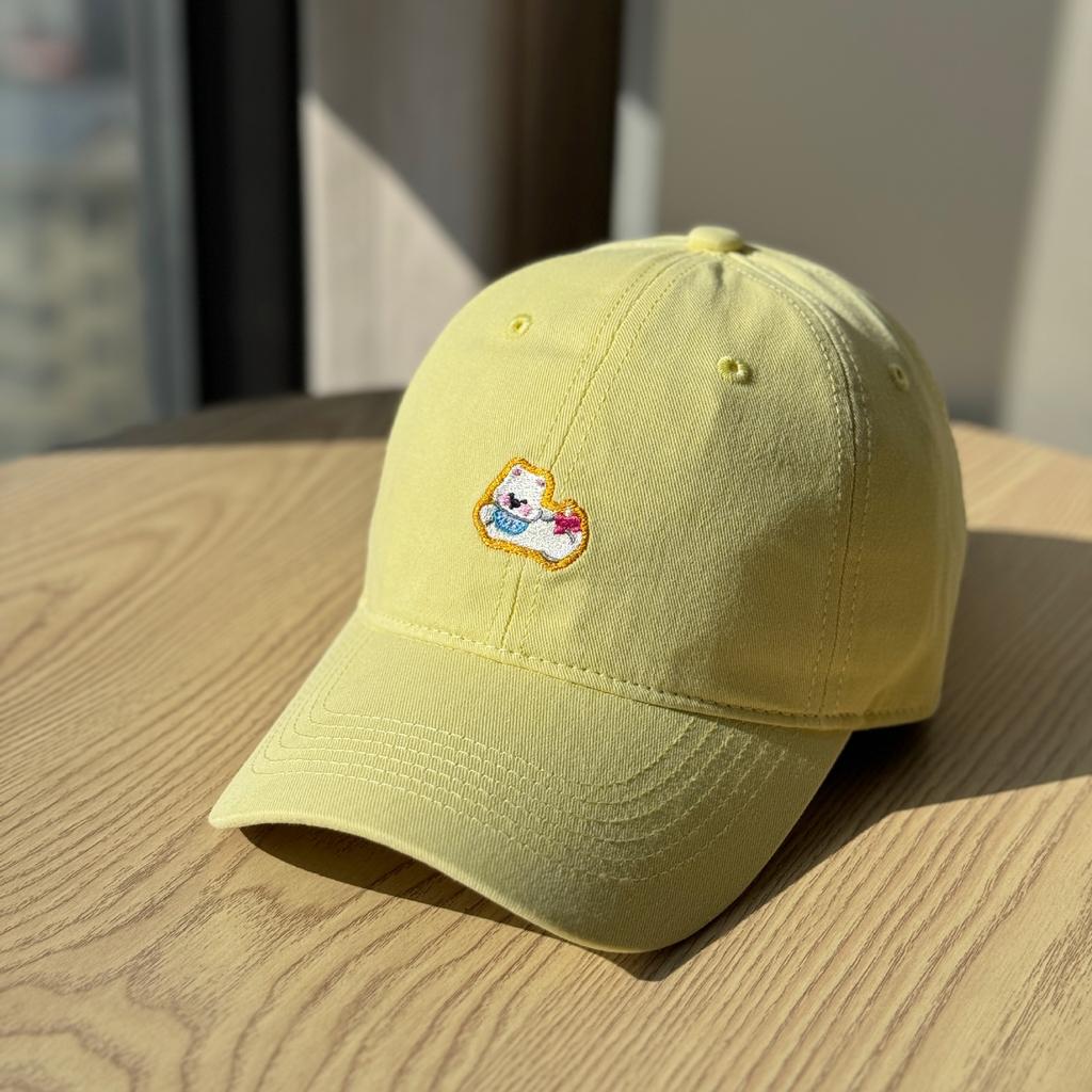 Cute Japanese-style retro puppy embroidered soft-brim baseball cap for women with large head circumference, makes the face look smaller, wide-brimmed