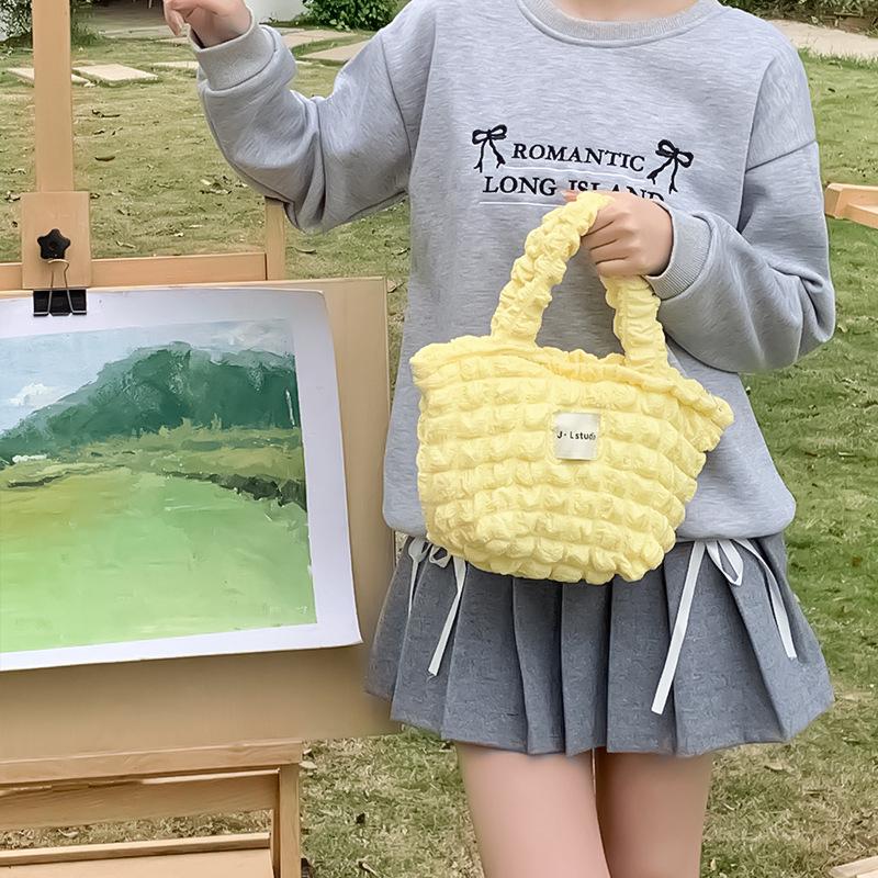 Korean Style Cloud Bubble Pleated Shoulder Handbag for Women, Large Capacity Mother-and-Child Cloth Bag
