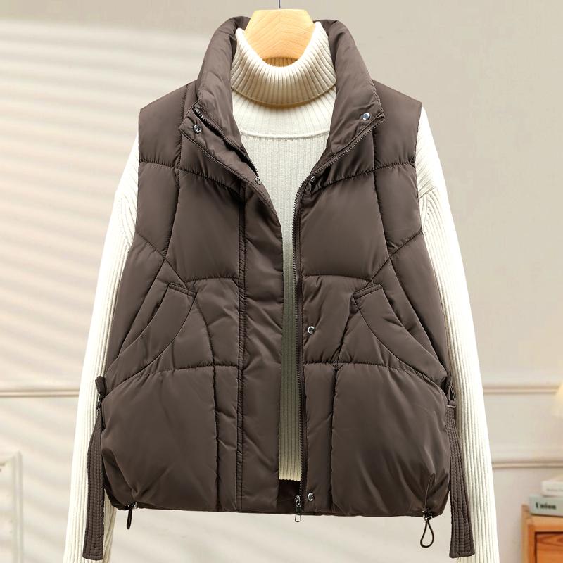 Moda Zima Krótka Kamizelka Kobieta Płaszcze Gruba Ciepła Bez Rękawów Parka Damskie Kurtki