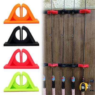 Support mural pour cannes à pêche (lot de 4), fixation verticale avec clip de rangement, pour garage ou autre espace de rangement.