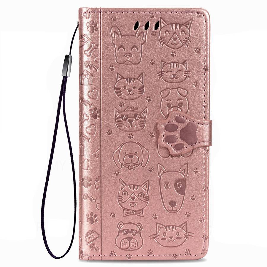 Capa Protetora Flip de Couro Para Motorola Moto G17 G57 G67 G77 G06 G56 G86 G35 G75 G05 G84 G85 5G G54 G55 G34 G15 Edge 70 50 60 Carteira com Gato Cachorro