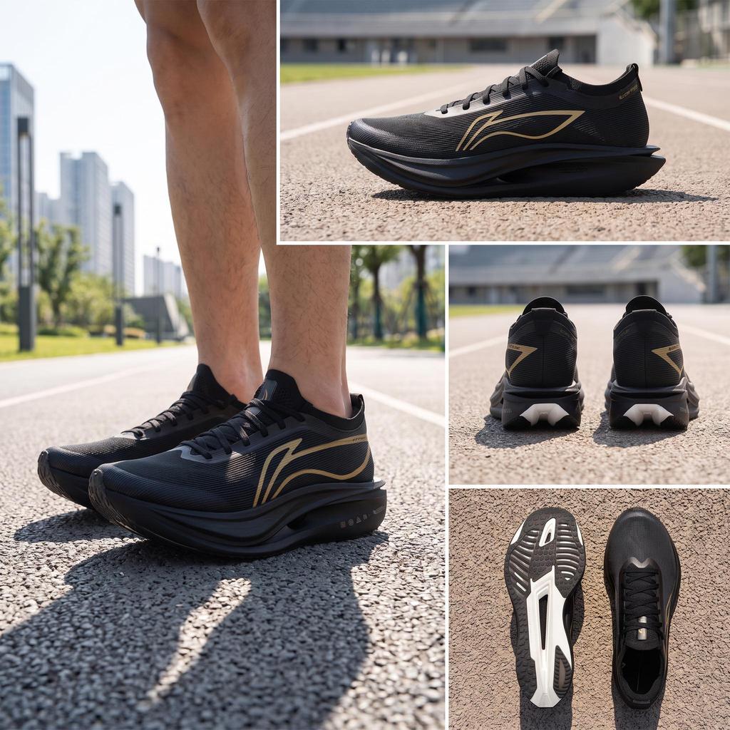 LiNing Feidian 5 Elite Hardloopschoenen Unisex Hardloopschoenen Zwart Goud ARMV003-27