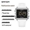Sanda Waterproof Luminous Sports Watch: Square, Transparent Timer for Students