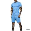 Men's Summer Quick-Dry T-shirt & Shorts Set - Solid Color Activewear for Running and Fitness