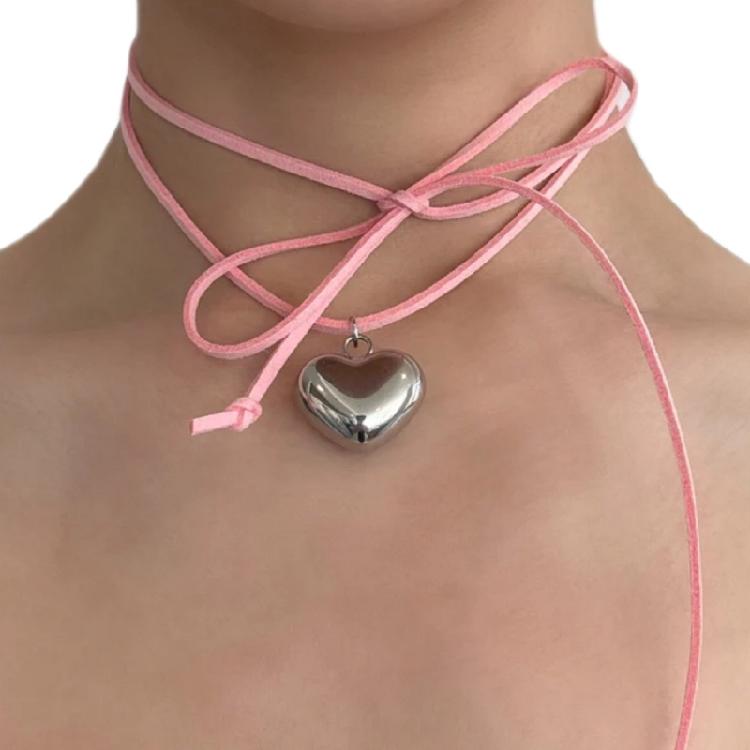 European and American Jewelry Novel Simple Love Pendant All-match Clavicle Chain 1 розовый