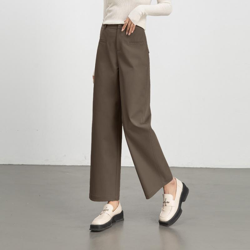Commuter Fashion Versatile Wide-leg Pants Women's Nine-point Pants Spring New Korean Version of High-waisted Casual Straight-leg Women's Pants