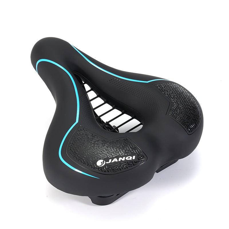 Breiter Komfort-Fahrradsattel Mountainbike Rennrad PP-Rahmen PU-Leder Gelpolster M-Größe Schwarz Blau Rot Grün