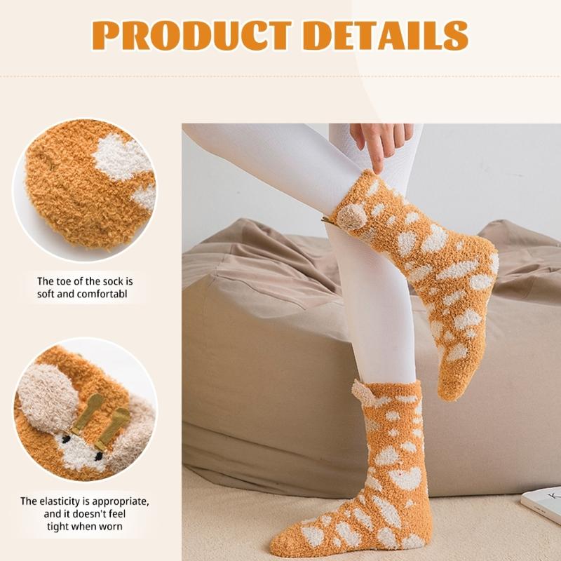 Winter Thermal Crew Socks Coral Fleece Sock Warmth For Women Men Home Comfort Cartoon Patterns