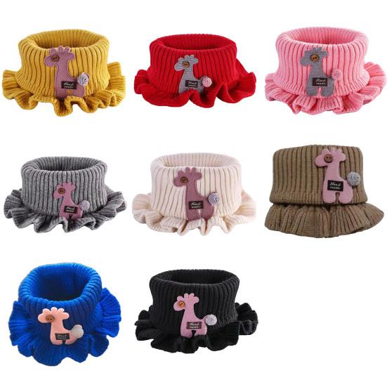 Neck Warmer Cartoon Giraffe Ruffle Knitted Windproof High Elasticity Keep Warm Ultra Soft Kids Fake Collar Neck Scarf for Winter