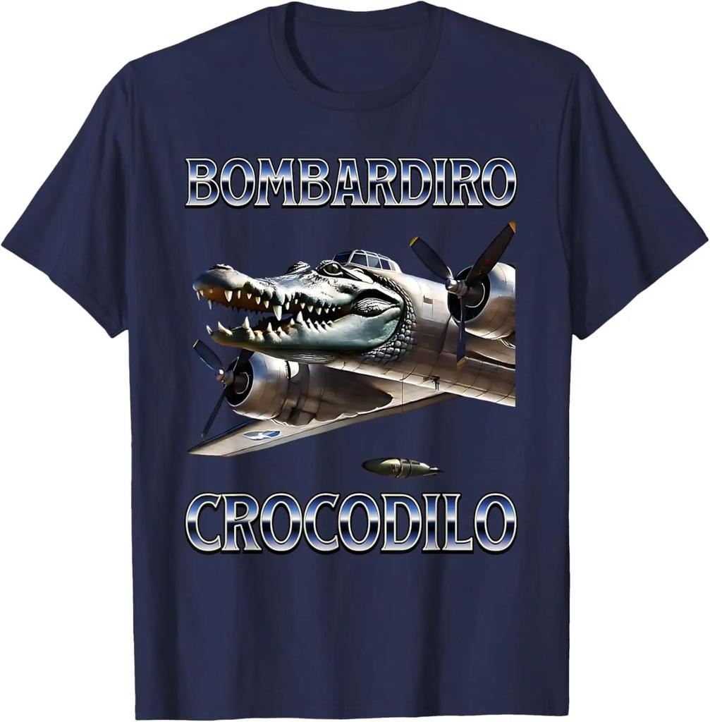 Bombardino Crocodilo Meme T-Shirt Men Women Short Sleeve Cotton Tees Funny Graphic T-shirt Y2k Outfit Summer Tops Men's Clothing