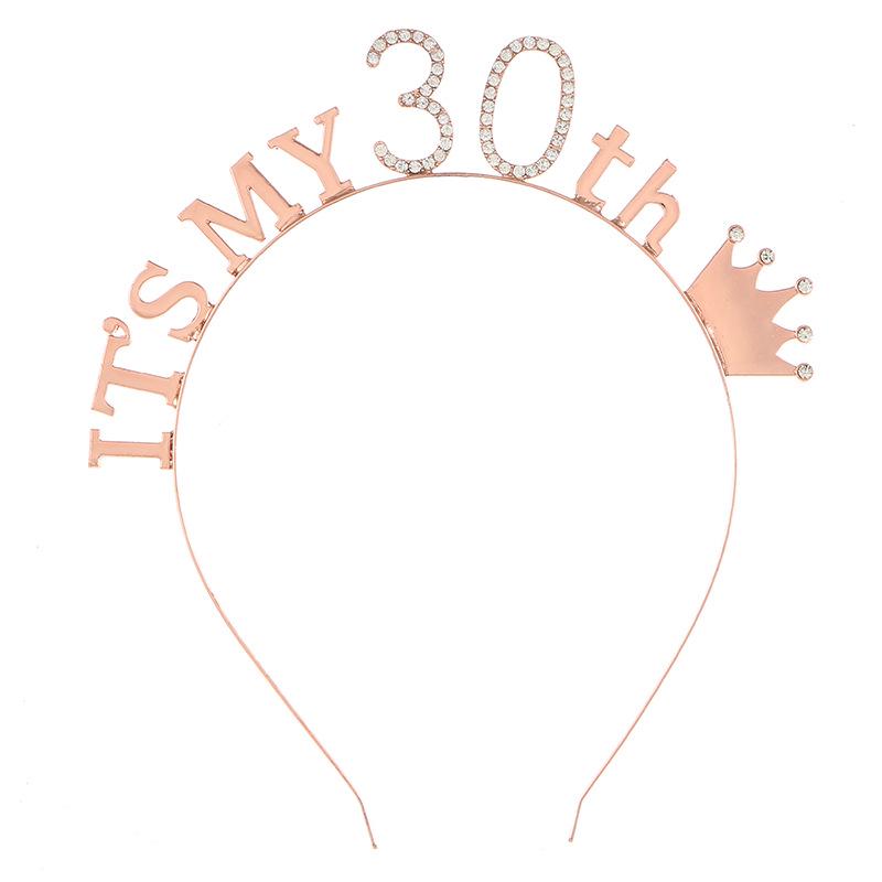 Birthday Party Girl Crown Headband for Milestone Ages 16, 18, 21, 30, 50