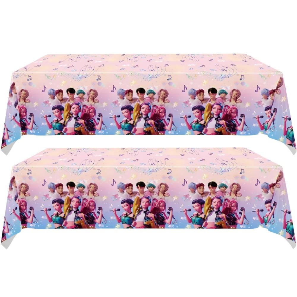 

K-POP Demon Hunters Party Tablecloth Disposable Plastic Table Cover for Baby Shower Kids KPop Anime Birthday Party Decorations