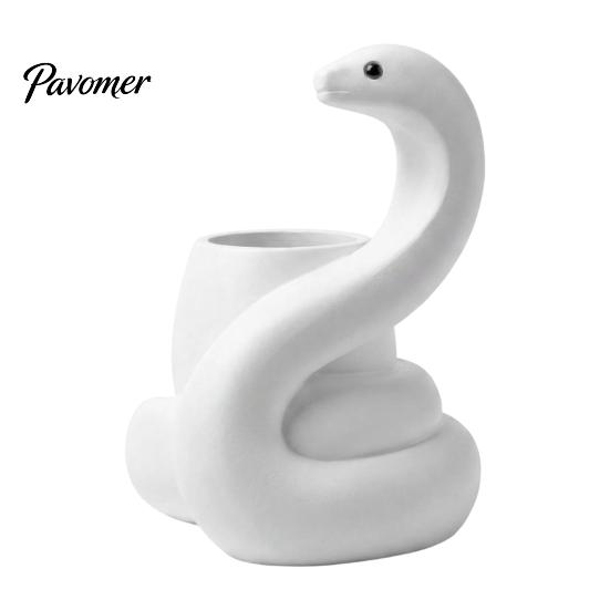 Minimalist Desktop Succulents Pot White Snake Planter, Decorative Resin Plant Pot, Modern Design Stain-resistant Flower Container for Cacti