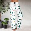 Women's Drawstring Elastic Waistband Wide Leg Color Matching Floral Printed Casual Pants