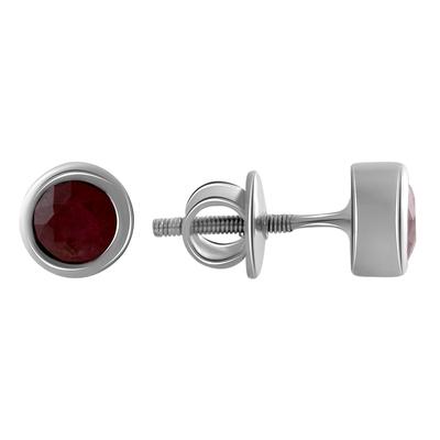 Silver Earrings with Natural Ruby 1.55ct (2007005)