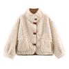 Womens Reversible Streetwear Jacket Winter 2025 Double-Sided Faux Leather Coat With Stand Collar Pocket Detail