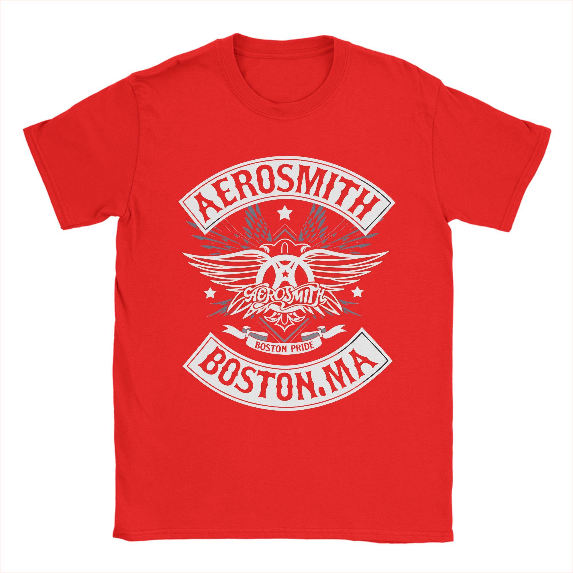 Vintage T Shirt Summer AEROSMITH BOSTON MA Fashion T Shirts  Pure Cotton Tshirt for Man Aesthetic Plus Size Short Sleeve Tees S