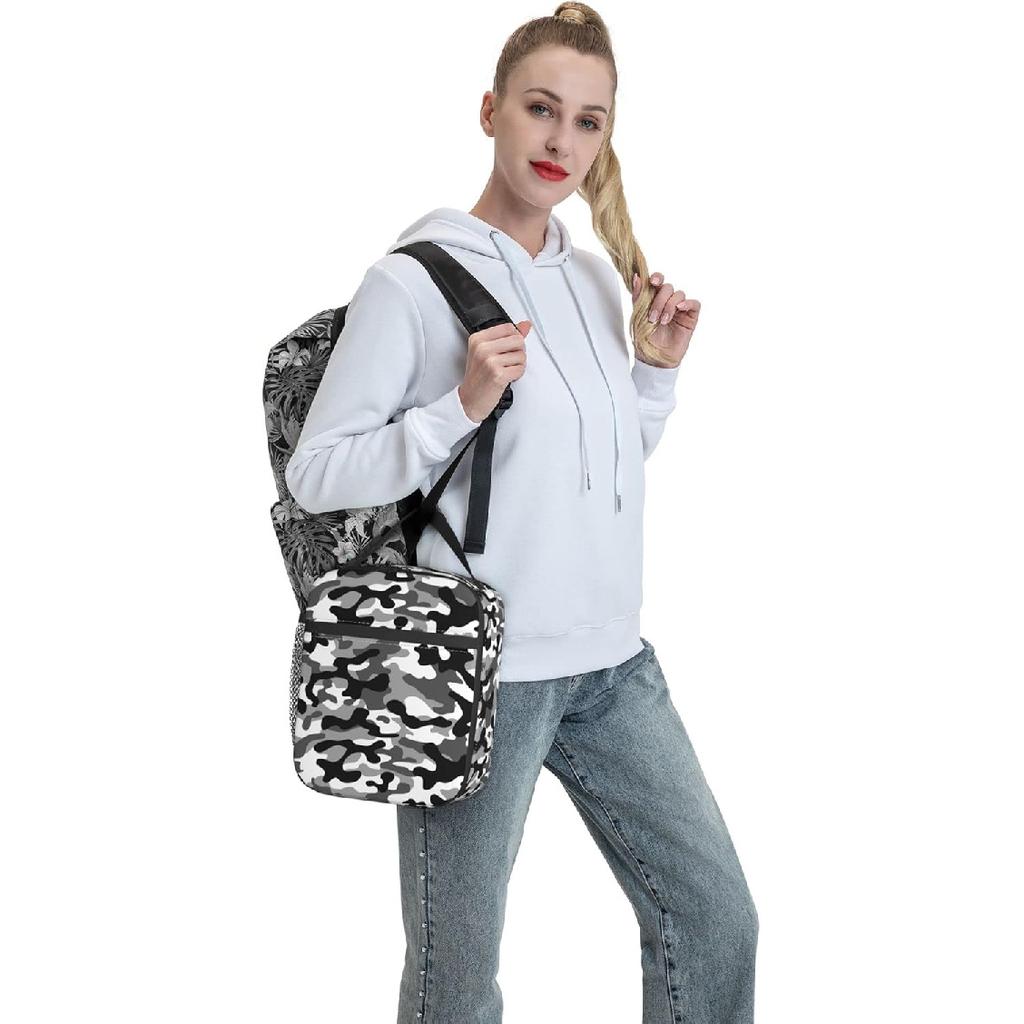 Black Camo Lunch Bags For Men Women Boys Girls Reble Tote Lunch Bags For Office Work School Picnic Camping Thermal Ulation And Cold Preservation