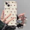 Black Dots Heart Cover For Reno 15 Pro 14 13 14f 13f 12f OPPO A6 A5 PRO A79 A58 A78 Reno 8T Love Bow Chain Case Silicone