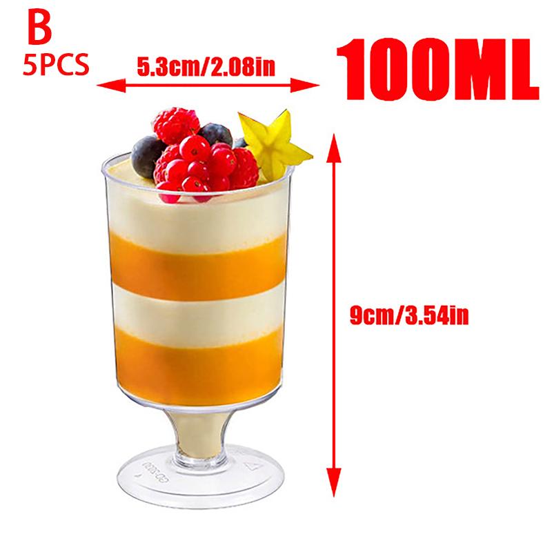 5 Stück Mini-Einwegbecher für Pudding, Gelee, Mousse, Eisbecher, Vorspeisenschüssel für Zuhause, Dessertladen, Lebensmittelbehälter, Plastikbecher