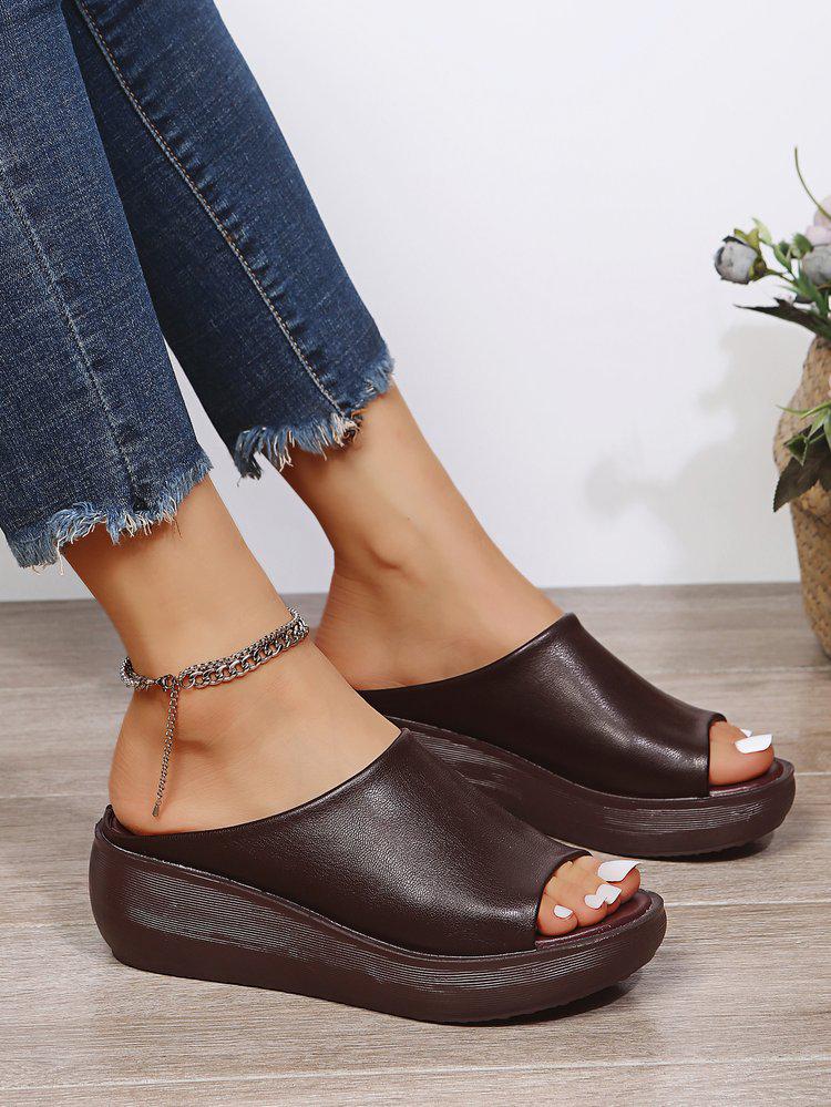 Women's Plus Size Platform Wedge Heel Slippers - Summer 2021 European & American Fashion, Open-Toe Design, Thick Outdoor Sole