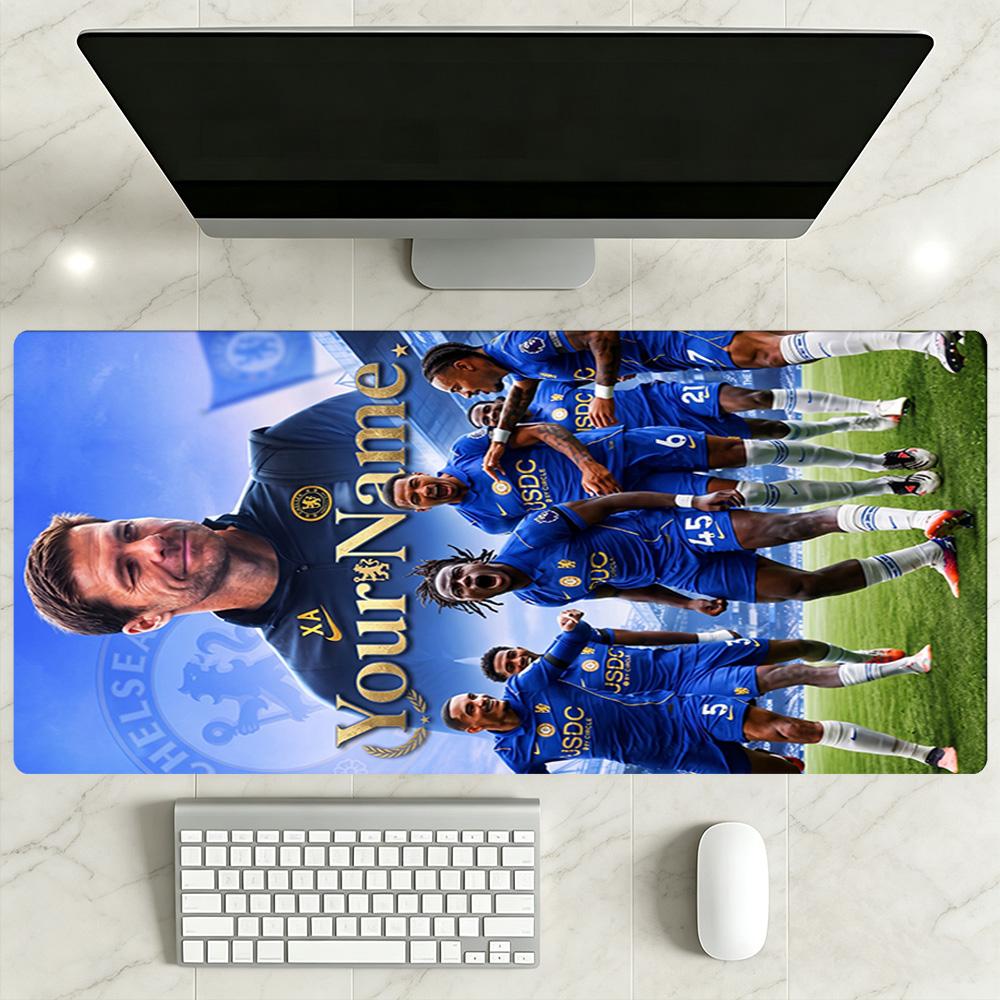 Chelsea Fc Football Player Personalized Text Mouse Pad Keyboard Pad Computer Desk Keyboard Mat Non-Slip Rubber Bottom Computer Decor Item Office Use