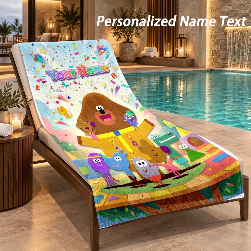 Hey Duggee Custom Name Beach Towel Large Soft Towel for Indoor Bathroom Outdoor Beach