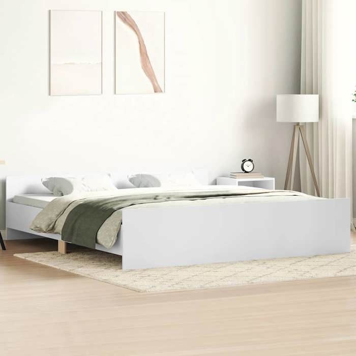 VidaXL Bed Frame with Headboard-Footboard White 200x200 Cm 3203733