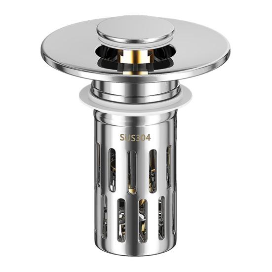 Brass Core Sink Stopper Stainless Steel Bathroom Sink Drain Strainer Easy Install Anti-Blocking Filter