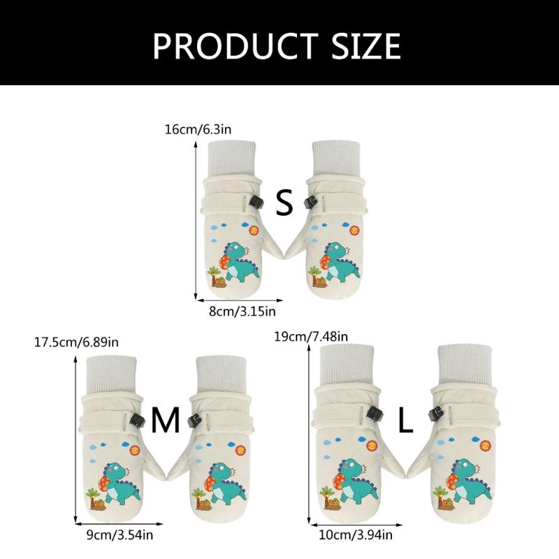 Winter Mittens Warm Snow Gloves Printed Dinosaur Gloves for Boy Girl Students Windproof Thermal Gloves Mitts