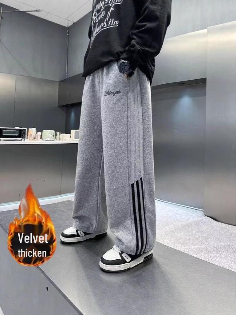 Boys' Casual Sports Sweatpants, 2025 Spring/Autumn Collection, Thickened Velvet, Loose Fit for Youth