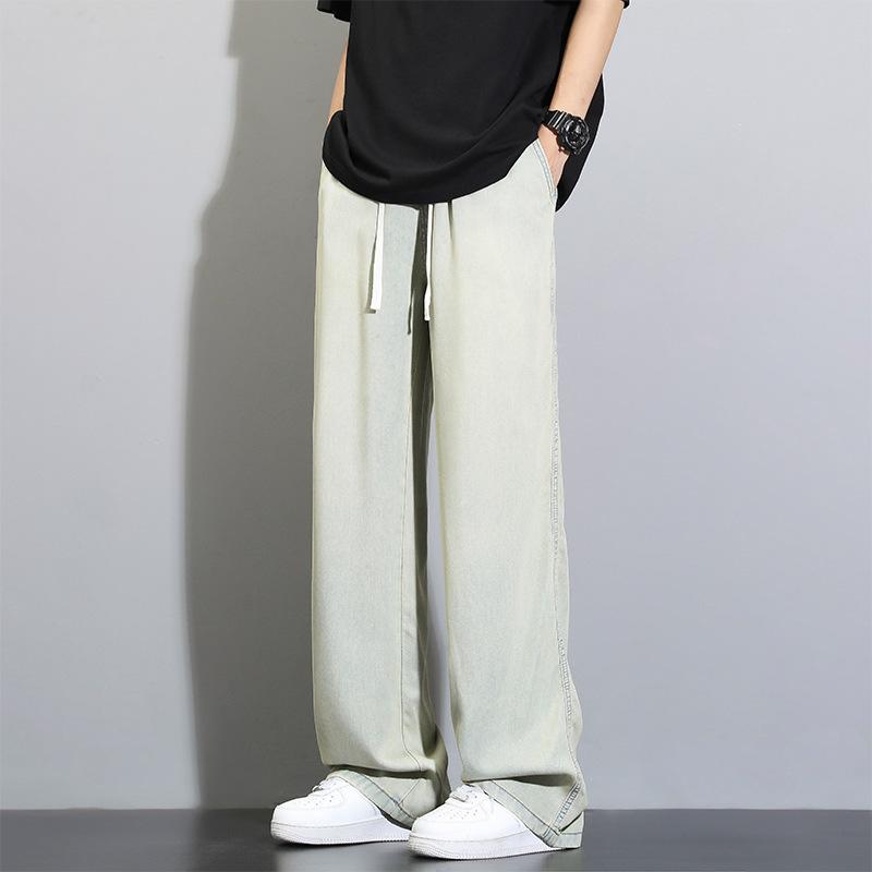 

Men s Pink Blue Gradient Jeans, Casual Loose Fit Drawstring Wide Leg Denim Pants S