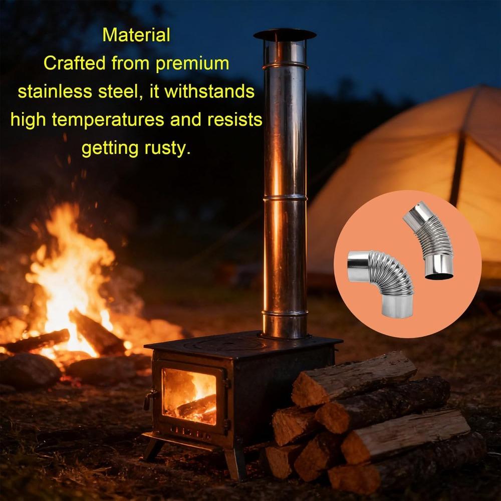 90 Degree Chimney Elbow Stainless Steel Chimney Exhaust Elbow Durable Stove Pipe Elbow Wood Stove