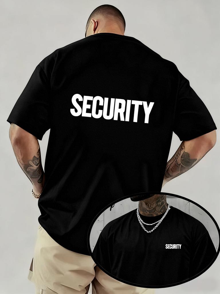 Unisex T-shirt SECURITY Print Loose Short Sleeve T-Shirt, 210G Round Neck Tee, Summer Short Sleeve Top, Comfor