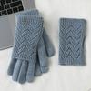 Solid Color Knitted Gloves Dual-purpose Cycling Gloves Kawaii Five-finger Mittens  Girls