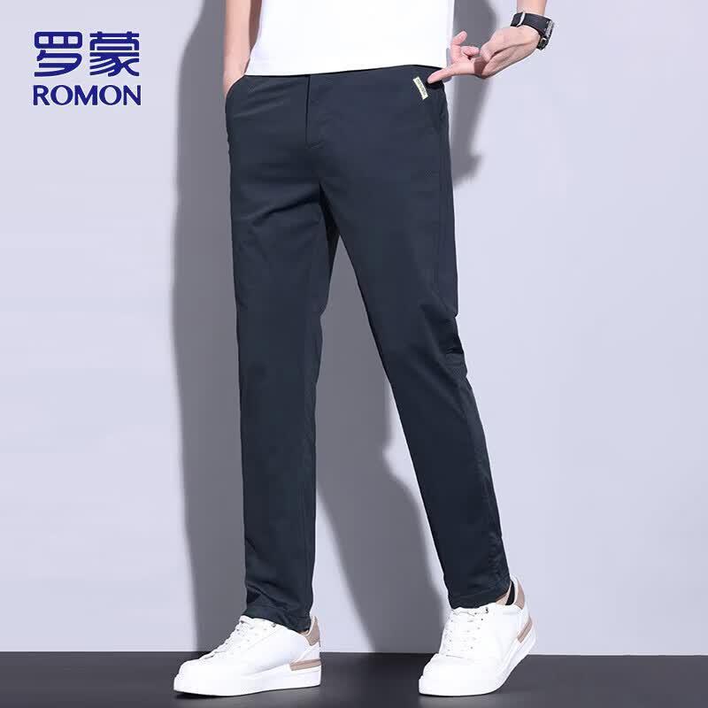 ROMON Men's Ice Silk Straight-Leg Casual Pants