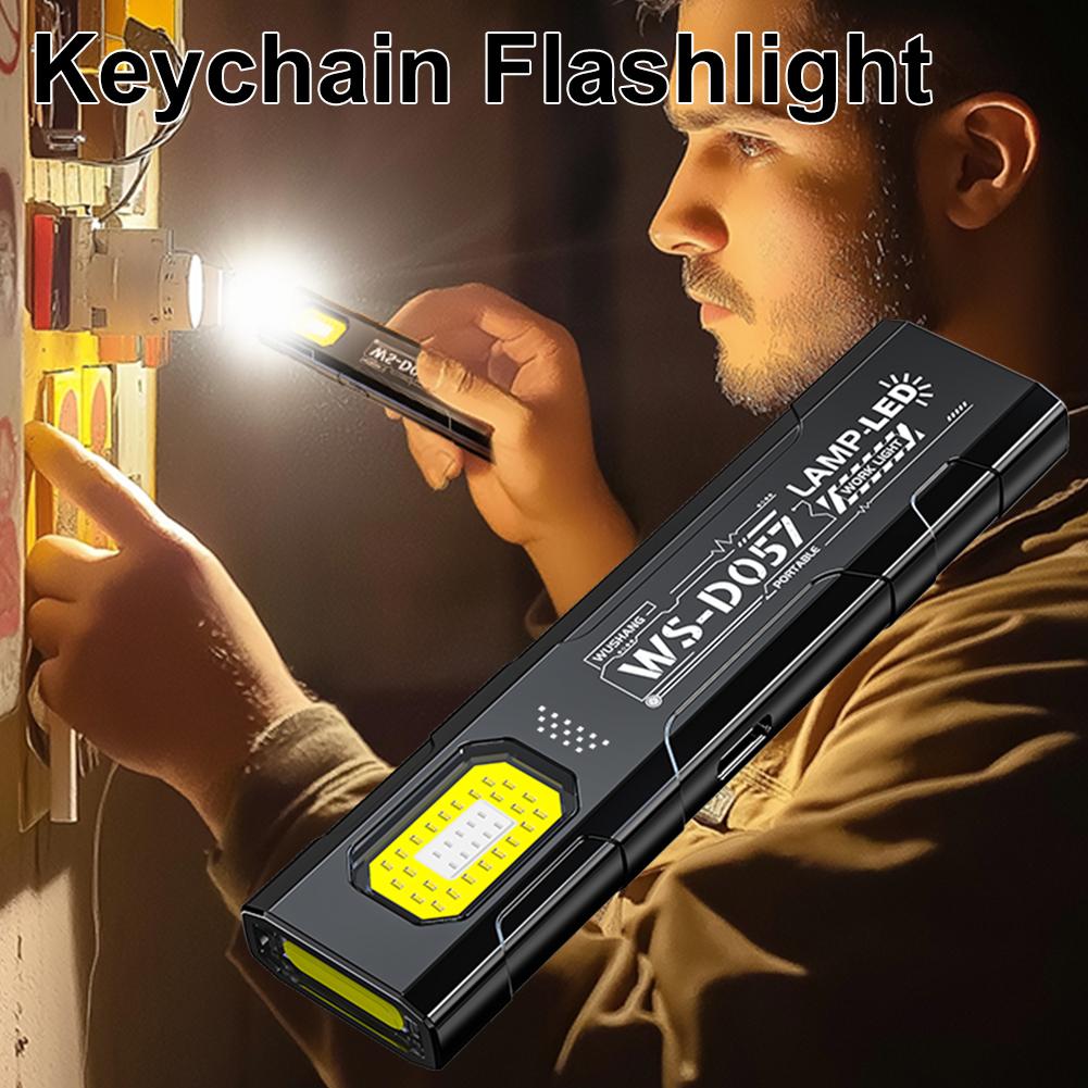 LED Keychain Flashlight USB-C Rechargeable 600Lm Portable Mini Torch Light Pocket Lantern Flood Work Light With Magnet