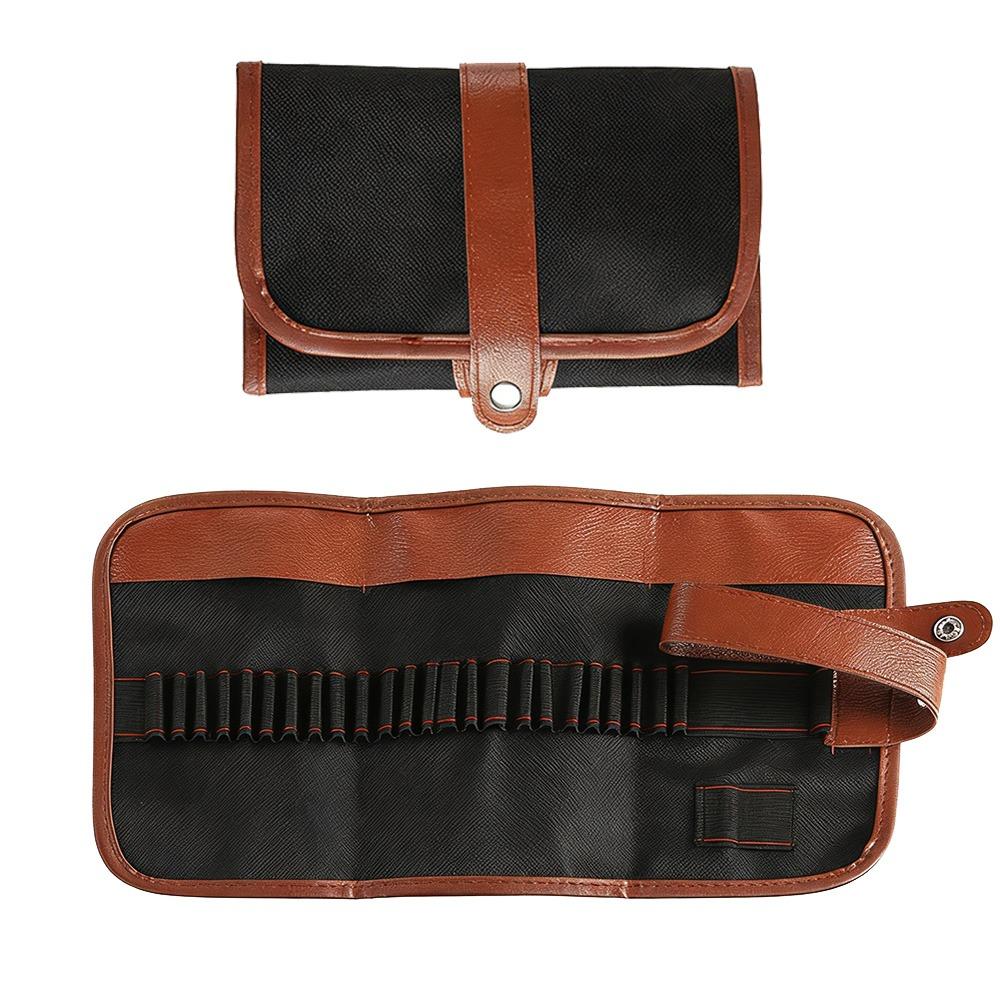 

New 25 Holes Nail Art Tool Storage Large Capacity Leather Canvas Nail Art Pen Storage Box Foldable Pencil Case