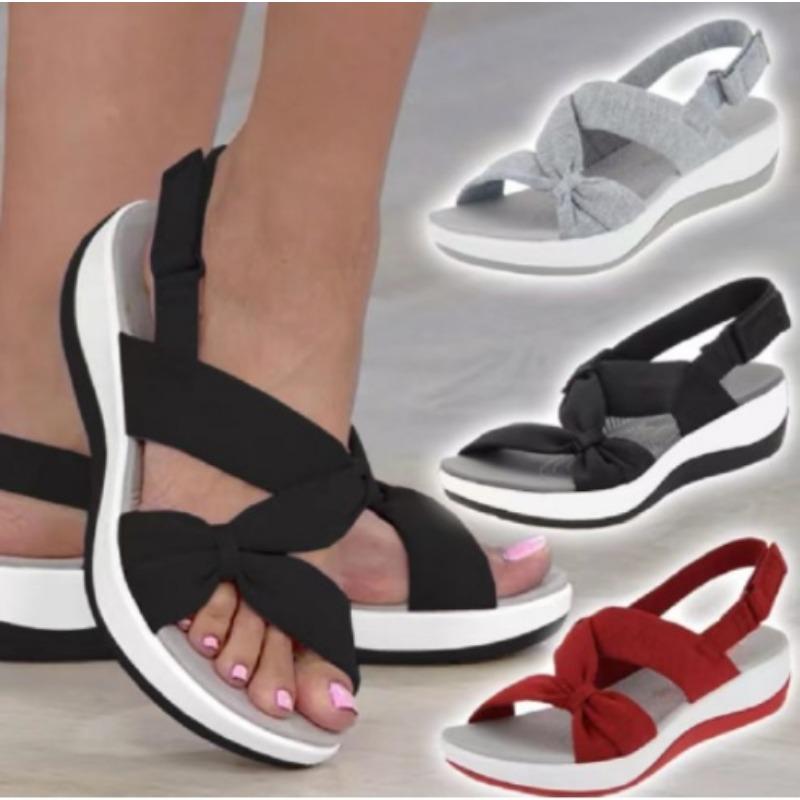 New Autumn and Summer Slope Heel Velcro Fish Mouth Muffin Cross Women's Sandals Large Size Women's Shoes